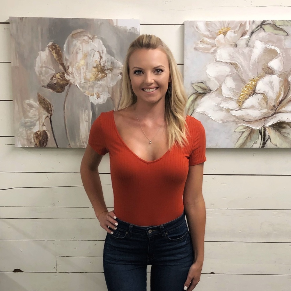 Double V - Neck Short Sleeve Ribbed Bodysuit - Chi